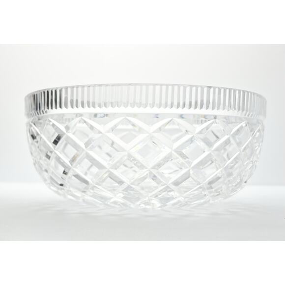 1960s Vintage English Cut Crystal Serving Decorative Bowl 8” - Picture 4 of 6